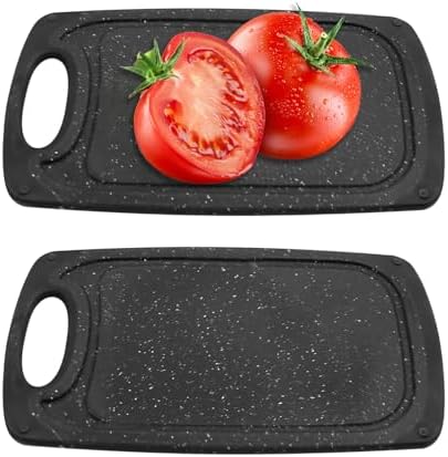 Saihisday Cutting Board 9.8"L x 5.9"W Mini Kitchen Cooking Board Mats Non-Slip Bar Cutting Boards Dishwasher Safe Plastic Chopping Boards for Salad Sandwich Cheese Juice Grooves Grip Handle