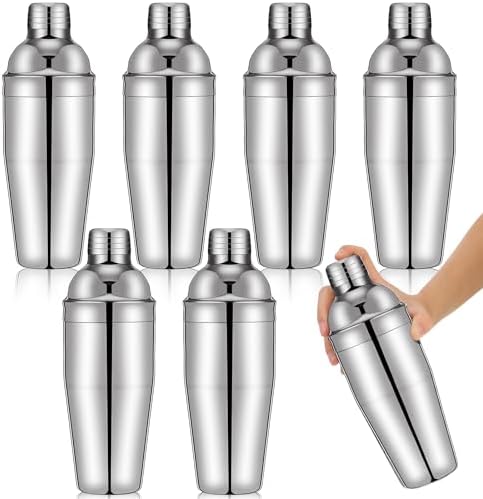 Nitial 6 Pcs Bar Cocktail Shaker Stainless Steel, Silver, 25 oz