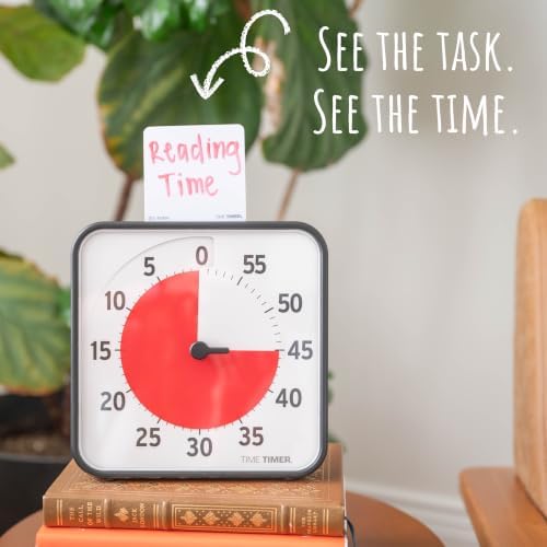 TIME TIMER 8 inch Visual Timer - 60 Minute Kids Desk Countdown Clock with Dry Erase Activity Card, Also Magnetic - for Kids Classroom, Homeschooling Study Tool, Task Reminder, Home and Kitchen Timer