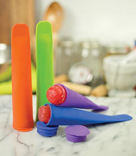 Fox Run Silicone Colorful Ice Pop Molds, 1.75 x 2 x 8 inches, Multicolored