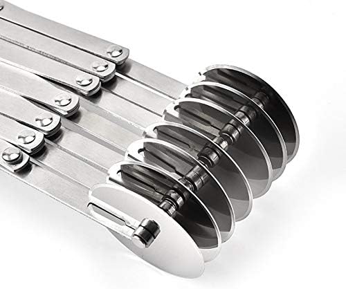 7 Wheel Stainless Steel Pastry Cutter,Expandable Pizza Slicer,Adjustable Cutter Roller Cookie Dough Cutter Divider