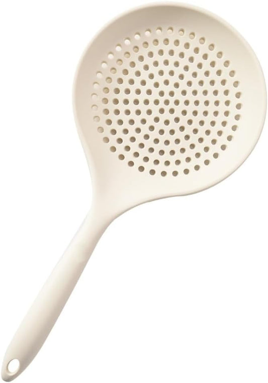 Silicone Skimmer Spoon, Spider Strainer Slotted Spoon Kitchen Ladle Strainer 6.7'' Heat Resistant Drain For Straining Vegetables And Oil(white)