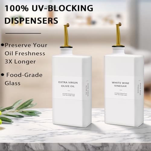 Olive Oil Dispenser Bottle for Kitchen, 16.9oz Soy Sauce Dispenser, UV Protected Oil&Vinegar Cruet Set, Soy Sauce Dispenser (Clear, Set of 2)