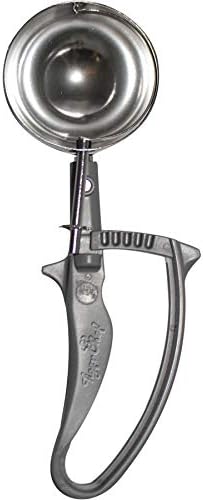 Tiger Chef 4-Oz. Grey Easy Grip Left & Right Ergonomic Squeeze Handle Ice Cream Scooper, All-purpose Stainless Steel Dishers For Ice Cream, Cookie Dough, Meat Balls, Rice, etc. NSF Certified