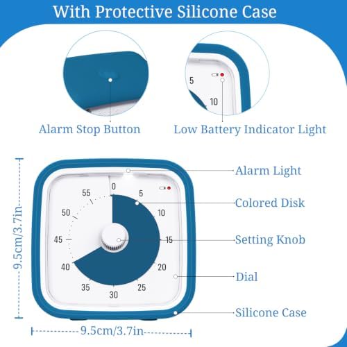 Visual Timer for Kids and Adult, 60-min Countdown Timer, DarkBlue