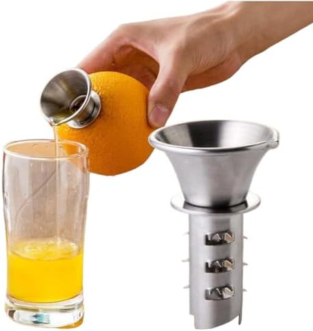 Manual Lemon Juicer, 304 Stainless Steel Mini Portable Thickened Hand Orange Squeezer for Home Kitchen Tools Easy to Clean Silver
