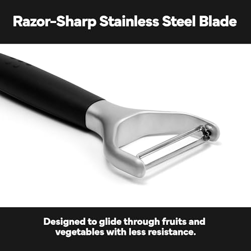 Misen Stainless Steel Vegetable Peeler - Dishwasher Safe Y Peeler - Easy to Use with Potatoes, Cabbage, Carrots, and More - Progessional Grade Kitchen Tool - Black