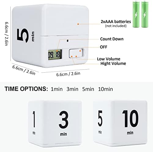 Feilifan Cube Timer, Productivity Cube Rotating Timer, 1-3-5-10 Minute