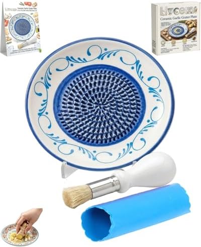 Ceramic Garlic Grater Plate Bowl for Food, Handheld Ginger Peeler Spanish Tomato Grater Dish Gradient Ginger Pottery Crusher Herb Stripper Porcelain Mincing Plate Grinder Kitchen Tool(#4)