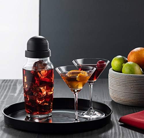 Glass Cocktail Shaker, Martini Drink Shaker Bottle, 19oz, Made in Italy