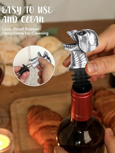 Skull Wine Pourer Spout for Bottles, Skeleton Head Liquor Pourer Stopper for Halloween Party, Gothic Bar Accessories for Wine Whiskey Spirits, No Drip Wine Dispenser Fits Most Standard Bottle Necks