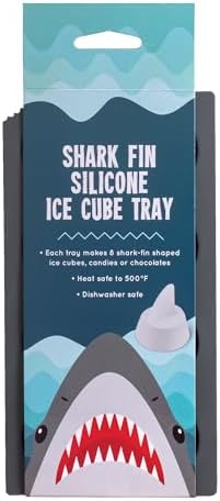 HIC Kitchen Silicone Shark Fin Ice Tray, Non-Stick, Set of 2, Each Tray Makes 8 Shark Fins