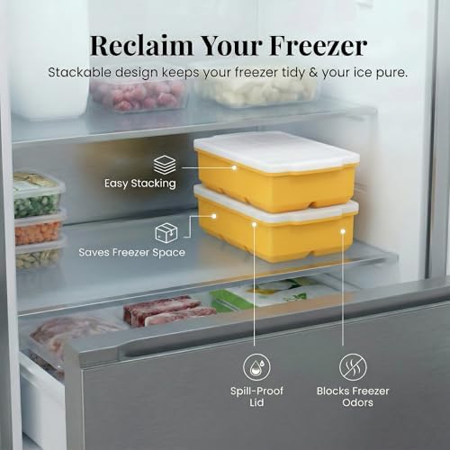 KitchFort® Large Silicone Ice Cube Tray (2-Pack) - 2" Big Ice Mold with Lid