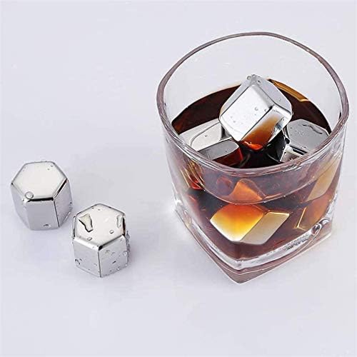 Stainless Steel Hexagon Shaped Whiskey Stones Set Reusable Chilling Rocks Ice Stones Gift for Whiskey Lovers