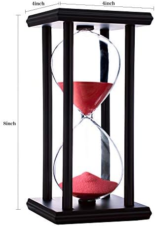 BELLAWARE Hourglass Timer with Red Sand, 60 Minute Wooden Sand Timer