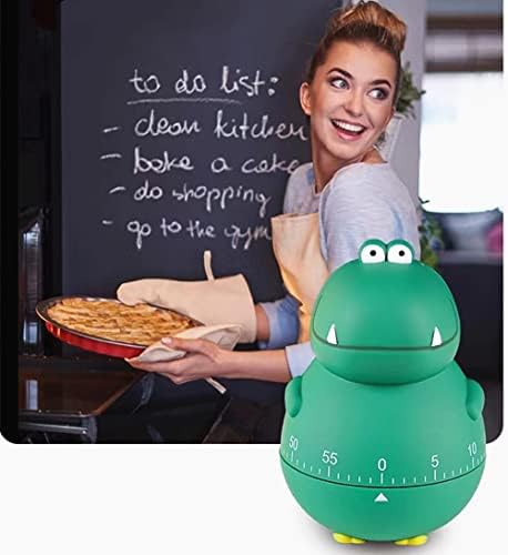 Cute Dinosaur 100% Mechanical Egg Kitchen Timer for Kids Cooking/Reading/Classroom/Do Sports(Dinosaur, Green)