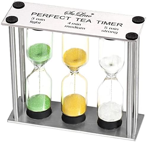 SuLiao Tea Multi-Timer Metal Sand Clock - Three-In-One Hourglass, Small Colorful Sand Watch, Green & Orange, Unquie Sandglass for Kids, Classroom, Home Decor