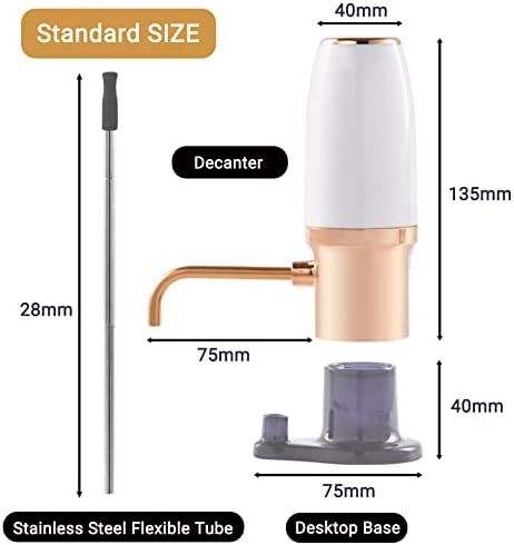 Electric Wine Aerator Decanter Pourer Automatic Dispenser with USB Rechargeable Retractable Tube for Wine Lovers