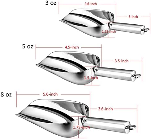 Stainless Steel Scoop Set of 3 (3-5-8oz), E-far Small Scoops for Canisters