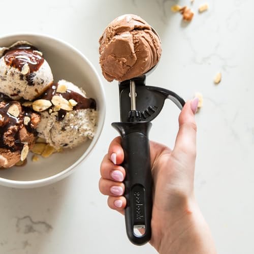 GoodCook Deluxe Ice Cream Scoop with Trigger With Comfortable Grip & Easy-Release Lever Dishwasher Safe, 2-Ounce Scoop, Black