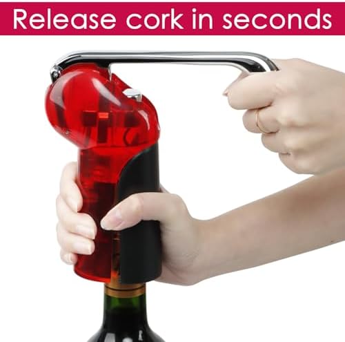 KAYCROWN Wine Bottle Opener - Vertical Lever Corkscrew Wine Opener - Clear and Red, 7.16in * 2.28in * 7.4in