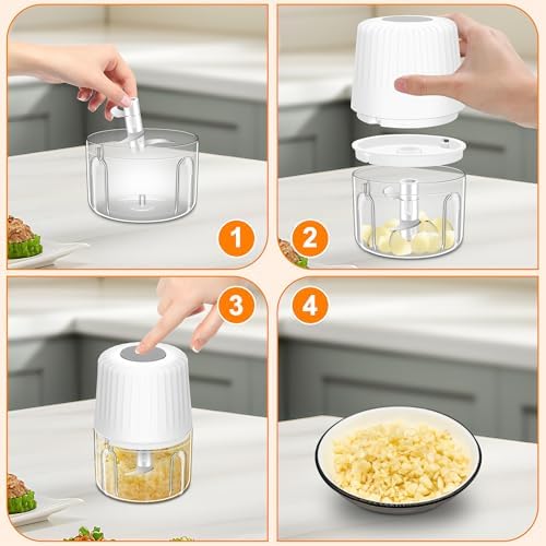 250ML Garlic Chopper, Electric Garlic Mincer, Mini Food Processor