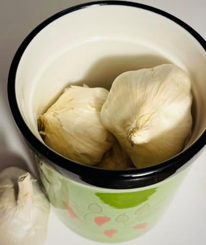 BonCera, Premium Ceramic Garlic Keeper Jar with Lid - Green Chili