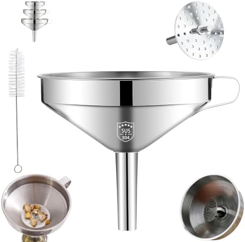 304 Stainless Steel Funnel with Filter Mesh，304-5.71In