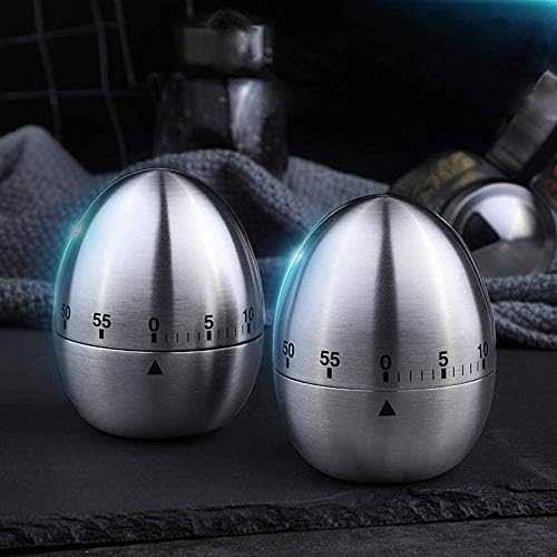 Egg Timer Wind up Kitchen Cooking Timer Reminder Mechanical Reminder Cute Mechanical Rotating Alarm with 60 Minutes for Cooking (Silver)