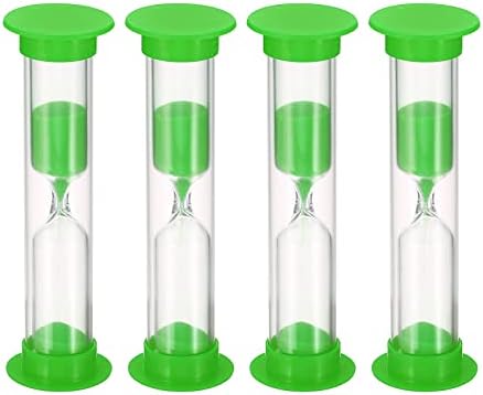 PATIKIL 3 Minute Sand Timer, 4Pcs Small Sandy Clock with Plastic Cover, Count Down Sand Glass for Games, Kitchen, Party Favors DIY Decoration, Green