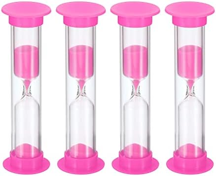 PATIKIL 3 Minute Sand Timer, 4Pcs Small Sandy Clock with Plastic Cover, Count Down Sand Glass for Games, Kitchen, Party Favors DIY Decoration, Pink