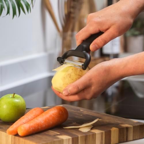 Salter Expert Y Peeler – Handheld Vegetable & Fruit Peeler, Sharp Stainless-Steel Blade, Integrated Potato Eyer, Ergonomic Soft-Grip Handle, Dishwasher Safe Kitchen Tool for Cooking & Food Prep