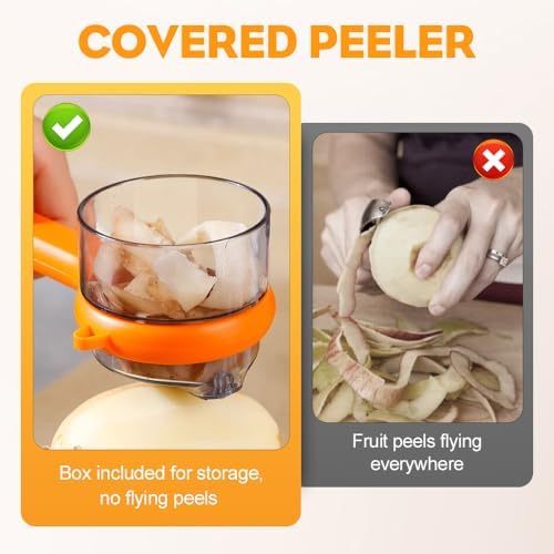 Peeler with Storage, 2025 New Vegetable Peeler with Container, Fruit and Vegetable Peeling Knife with Catcher, Kitchen Gadget for Holiday (Orange)