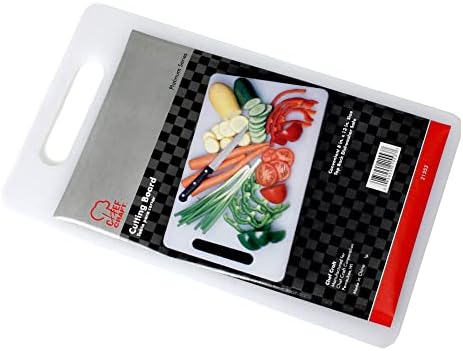Chef Craft Basic Solid Plastic Cutting Board, 13 x 8 inch, White