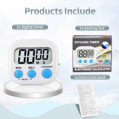 6 Pack Digital Kitchen Timer Magnetic Digital Timer with Big Display Loud Ring Cooking Timers for Cooking, Game, Gym, Break Time, Classroom(6, Multicolor)