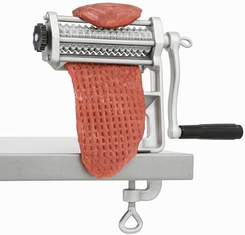 Commercial Meat Tenderizer Cuber – Heavy Duty Steak Flatten Tool Meat Grinder Attachment Clamp-on Rolling Cuber for Efficient Meat Tenderizing