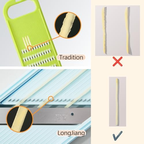 LongJiang S2 Mandoline Slicer Set, Adjustable Thickness, 0.09-0.15 inches (2.5-4 mm), Safety Hand Guard, Adjustable Slicing Shredding, for Cabbage, Potato, Tomato, Carrot, Vegetables and Fruits