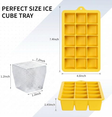 Silicone Ice Cube Tray 3 Pack, HANCELANT Ice Cube Mold, Ice Trays for Freezer with Lid for Whiskey, Cocktail, Drinks and Food, Freezer, BPA Free, Easy Release