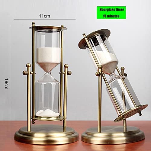 Embossed Golden Hourglass Timer - 15 Min, Desk Decor for Vintage & Office, Wedding Gifts (A)