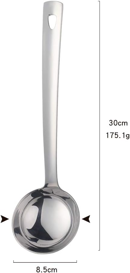 6 Pcs Silver Soup Ladle, Stainless Steel Titanium Plated Cookware Set Ergonomic Integral Forming Long Handle Cooking Utensil Set for Hotpot(12 inches/30cm)