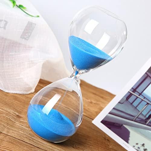 Hourglass, HoveBeaty Blue Sand Timer, 15 Minute Hand-Blown Glass
