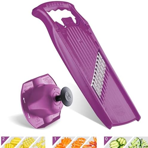Börner by Reston Lloyd Wave-Waffle Power Line • Crinkle Cut/Spirelli Vegetable Slicer & Food Safety Holder • Slicer for Wave Waffle Cut Style • Multiple Thickness Options • Made in Germany, Purple