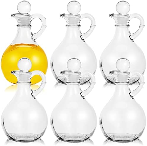Suclain 6 Sets 12oz Glass Oil and Vinegar Cruet Set with Stopper, Clear