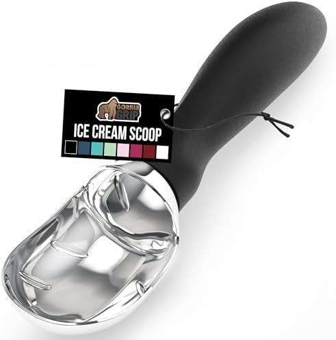 GORILLA GRIP® Heavy Duty Ice Cream Scoop, Professional Scooper, Black