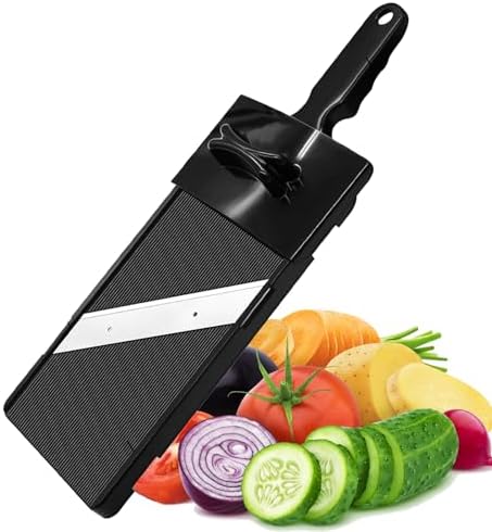 Mandoline Slicer,Mandoline Food Slicer for Kitchen,Slicer Vegetable Cutter with Hand Holder - Stainless Steel Cutter for Potato,Tomato,Onion,Black,1Pack