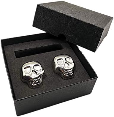 Stainless Steel Skull Shaped Whiskey Stones Set Reusable Chilling Rocks Ice Stones Gift for Whiskey Lovers