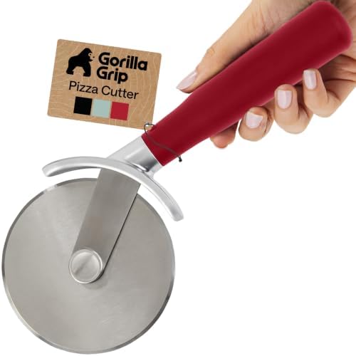 GORILLA GRIP Patented Stainless Steel Large Pizza Cutter Wheel, Red
