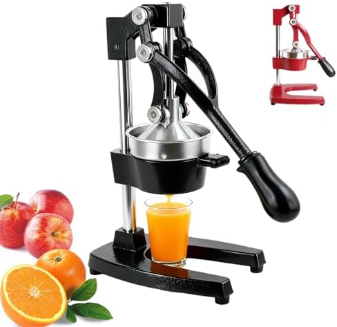 Kitchen Cast Iron Juicer - Easy-to-Clean Heavy-Duty Manual Juicer, Professional Citrus Juicer - Stainless Steel Lemon Squeezer - Manual Citrus Press & Orange Squeezer - Orange Juicer (Black)