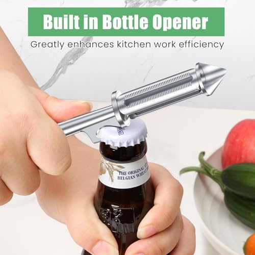 Universal Potato Peeler for Kitchen, 3 in 1 Peeler/Julienne Slicer/Bottle Opener, Sharp Vegetable and Fruit Peeler with Swivel Blade and Ergonomic Handle, Zinc Alloy