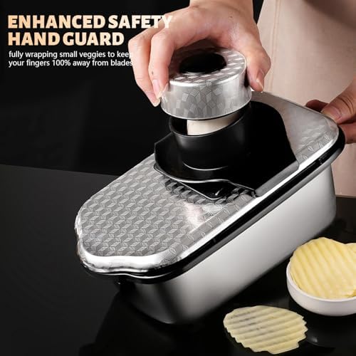 10 in1, 8 Blade Vegetable Chopper Food Grade Stainless Steel, Onion Mincer, Cutter, Dicer, Egg Slicer with Container, French Fry Cutter Potato Slicer, Home Essentials, Salad Chopper (Print Silver)